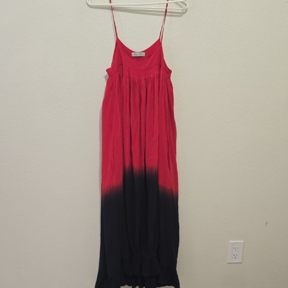 Geren Ford Vibrant Fip-dyed Red And Black Silk Maxi Dresd M